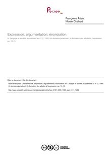 Expression, argumentation, énonciation - article ; n°1 ; vol.12, pg 10-13