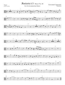 Partition ténor viole de gambe 2, alto clef, Fantasia pour 5 violes de gambe, RC 67