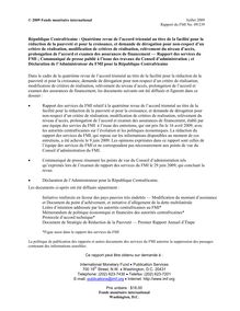 République Centrafricaine : Quatrième revue de l accord triennial ...