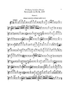 Partition flûte 1, 2, Serenade, Serenade No.7 ; Haffner Serenade