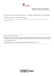 Une mutation du paysage rural : villages dépeuplés en Nouvelle Castille, Xllème-XVIème siècles - article ; n°1 ; vol.10, pg 195-204