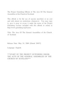 The Acts Of The General Assemblies of the Church of Scotland