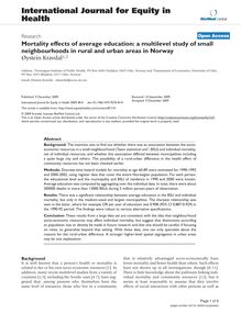 Mortality effects of average education: a multilevel study of small neighbourhoods in rural and urban areas in Norway