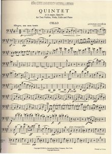 Partition violoncelle, Piano quintette No.2, Dvořák, Antonín par Antonín Dvořák