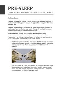 Pre Sleep - How To Set Yourself Up For A Great Sleep