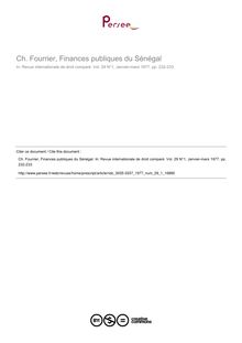 Ch. Fourrier, Finances publiques du Sénégal - note biblio ; n°1 ; vol.29, pg 232-233