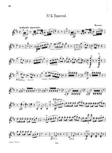 Partition de violon, Tancredi, Melodramma eroico in due atti