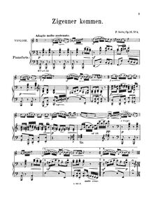 Partition Piano/violon Score et partition de violoncelle, Zigeuner Kommen, Op.16, No.4