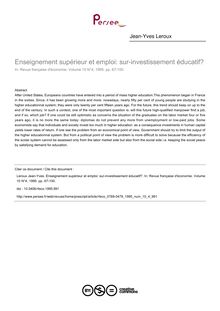 Enseignement supérieur et emploi: sur-investissement éducatif? - article ; n°4 ; vol.10, pg 67-100