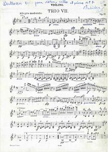 Partition de violon, Piano Trio No. 7 en B-flat major