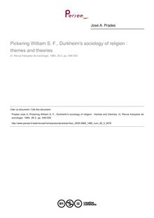 Pickering William S. F., Durkheim s sociology of religion : themes and theories  ; n°3 ; vol.26, pg 546-550