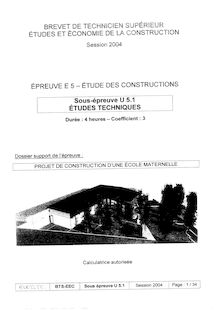 Etudes techniques 2004 BTS Étude et économie de la construction