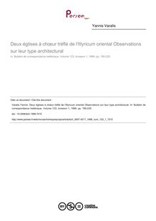 Deux églises à chœur tréflé de l Illyricum oriental Observations sur leur type architectural - article ; n°1 ; vol.123, pg 195-225