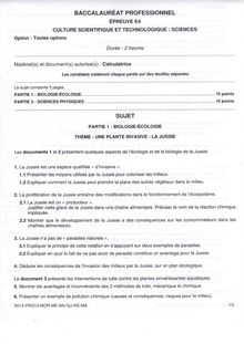 Sujet baccalauréat Professionnel 2013 - Culture Scientifique et technologique (Métropole - Antilles - Guyane - Réunion - Mayotte)