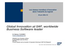 Global Innovation at SAP, worldwide Business Software leader