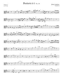 Partition ténor viole de gambe 1, alto clef, fantaisies pour 4 violes de gambe et orgue par John Jenkins