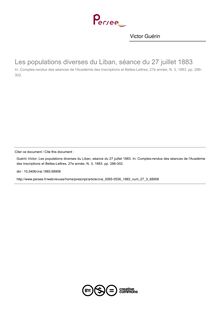 Les populations diverses du Liban, séance du 27 juillet 1883 - article ; n°3 ; vol.27, pg 286-302