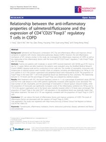 Relationship between the anti-inflammatory properties of salmeterol/fluticasone and the expression of CD4+CD25+Foxp3+regulatory T cells in COPD