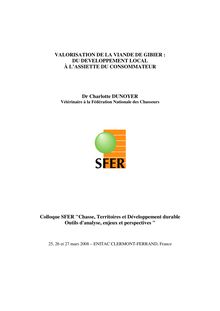 VALORISATION DE LA VIANDE DE GIBIER : DU  DEVELOPPEMENT LOCAL À L ...