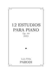 Partition complète, 12 Estudios para Piano, Parodi Ortega, Luis Félix