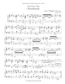 Partition , Sarabande, Nouvelles  de Pièces de Clavecin, New Suites of Harpsichord Pieces