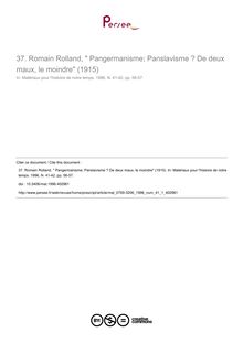 37. Romain Rolland,  Pangermanisme; Panslavisme ? De deux maux, le moindre (1915) - article ; n°1 ; vol.41, pg 56-57