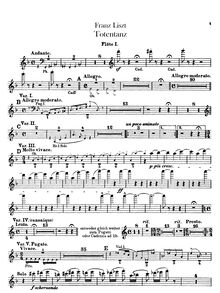 Partition flûte 1, 2, Piccolo, Totentanz, Paraphrase über Dies Irae