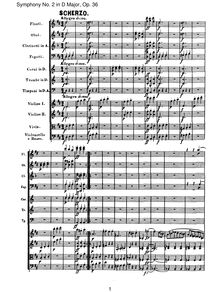 Partition , Scherzo. Allegro, Symphony No.2, D major, Beethoven, Ludwig van