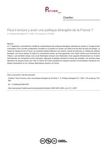 Peut-il encore y avoir une politique étrangère de la France ? - article ; n°4 ; vol.67, pg 915-929