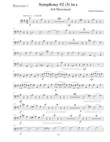 Partition basson 1, Symphony No.2, E minor, Rondeau, Michel par Michel Rondeau