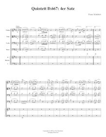 Partition I, Tema con variazione, quintette pour Piano et violon, viole de gambe, violoncelle et contrebasse