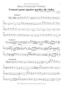 Partition violoncelles / Basses, Concert pour quatre parties de violes