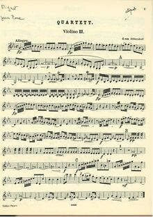 Partition violon 2, corde quatuor No. 5 en E Flat, Dittersdorf, Carl Ditters von