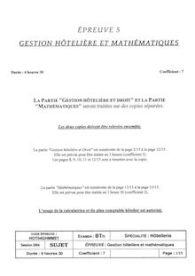 Gestion hôtelière et mathématiques 2004 Hôtellerie Baccalauréat technologique
