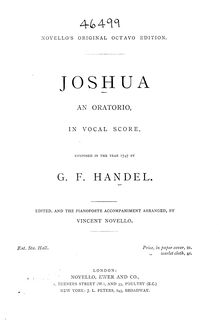 Partition complète, Joshua, Handel, George Frideric par George Frideric Handel