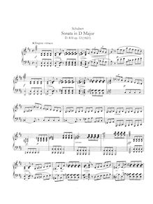 Partition complète, Piano Sonata No.17 en D major, »Gasteiner«, Schubert, Franz