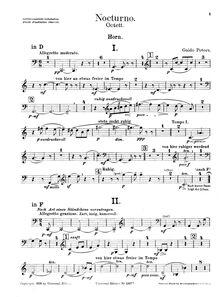 Partition cor, Nocturne pour vents et cordes, Nocturno. Octett [für] Oboe, Klarinette, Fagott, Horn, Violine I/II, Viola, Violoncell.