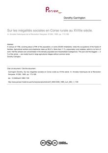 Sur les inégalités sociales en Corse rurale au XVIIIe siècle. - article ; n°1 ; vol.260, pg 173-188