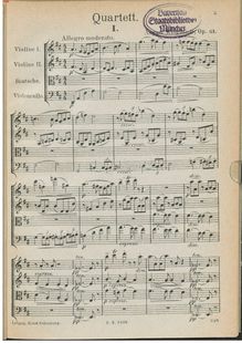 Partition complète, corde quatuor No.2, Op.61, D major, Klughardt, August