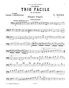 Partition violoncelle, Piano Trio No.1, Op.6, Trio facile, D major