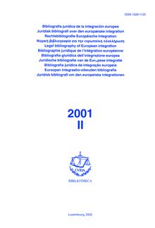 Legal bibliography of European integration 2001