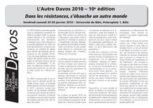 L autre davos 2010 – 10e édition dans les résistances, s ébauche