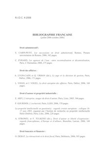 Bibliographie française (juillet 2006-octobre 2006) - note biblio ; n°4 ; vol.58, pg 1257-1265