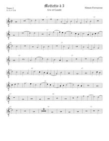 Partition ténor viole de gambe 2, octave aigu clef, Ave et Gaude