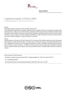 L agenda européen à l horizon 2000 - article ; n°3 ; vol.61, pg 507-511