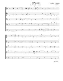 Partition Pavan en A minor, VdGS No.6 - partition complète (Tr Tr T B B), pavanes pour 5 violes de gambe