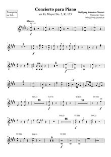 Partition trompette 1/2 (en B♭), Piano Concerto No.5, 5, D major