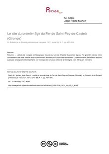 Le site du premier âge du Fer de Saint-Pey-de-Castets (Gironde) - article ; n°1 ; vol.68, pg 451-458