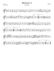 Partition ténor viole de gambe 2, octave aigu clef, Pia cher, Anonymous