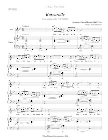 Partition , Barcarolle (Original key, G minor), 3 chansons, Op.7